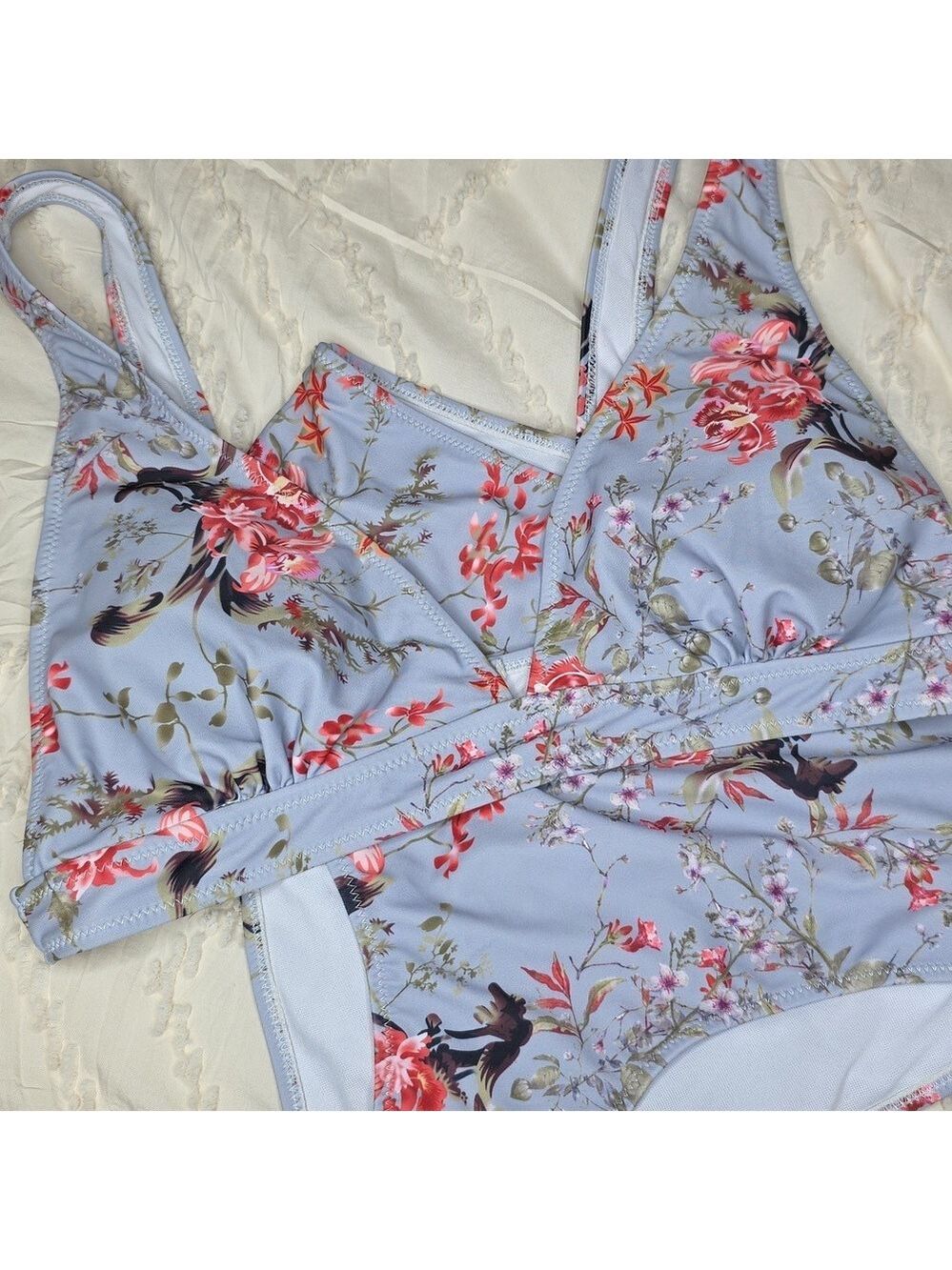 #0931 - Light Blue Floral Bikini Set